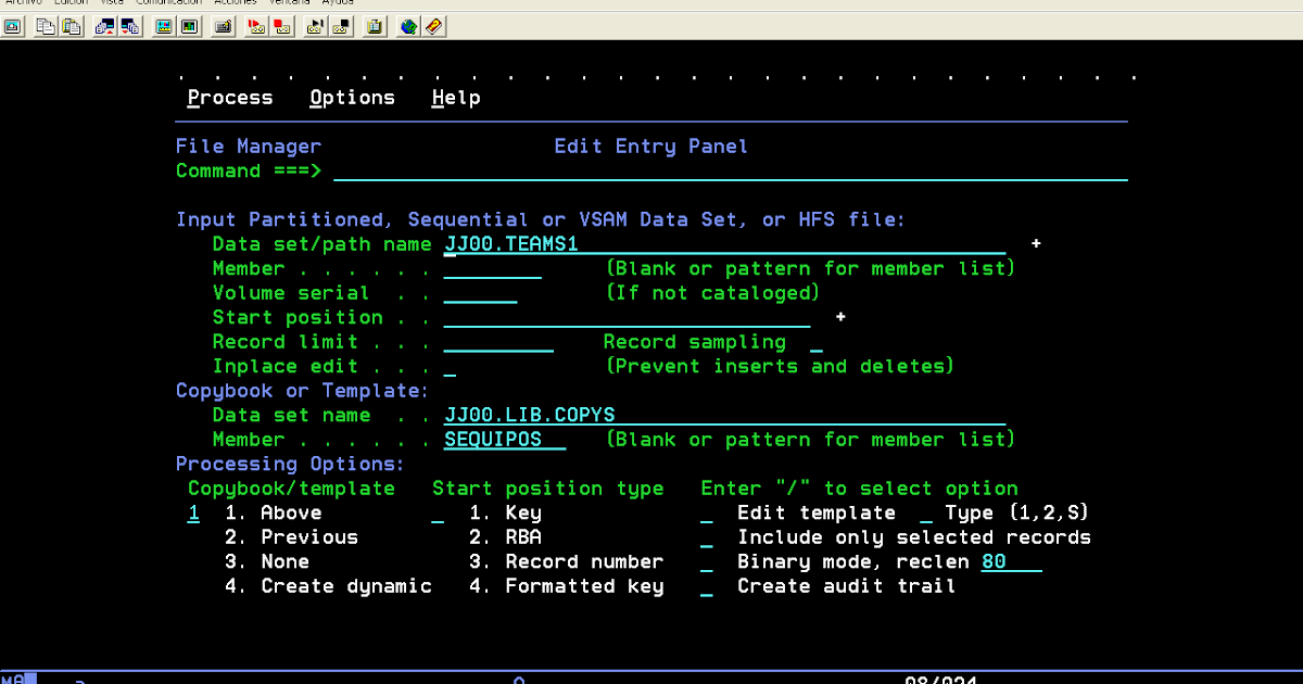 Universo Cobol: Modificar contenido de un fichero VSAM desde ISPF