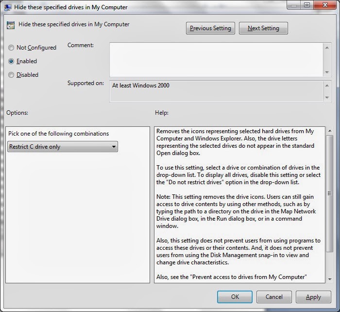 Cara Menyembunyikan Drive C di Windows 7 Imron