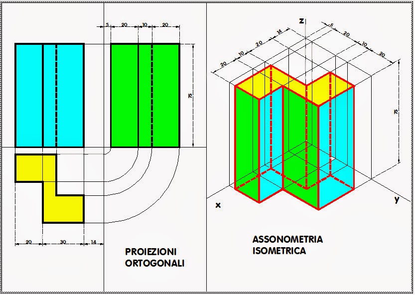 Da Proiezione Ortogonale A Assonometria Isometrica Disegno: Proiezioni ortogonali e assonometria di un prisma