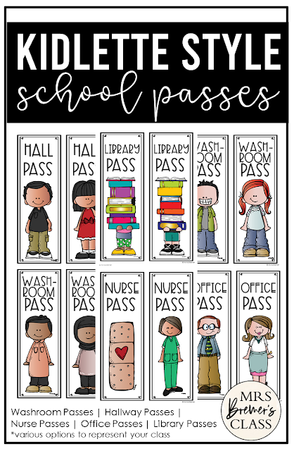 School Passes with hall pass library pass washroom pass nurse pass office pass