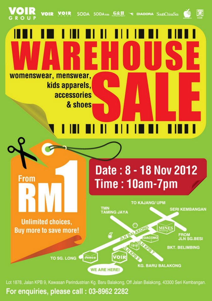 Malaysia Hot Deals WAREHOUSE SALE BY VOIR GROUP