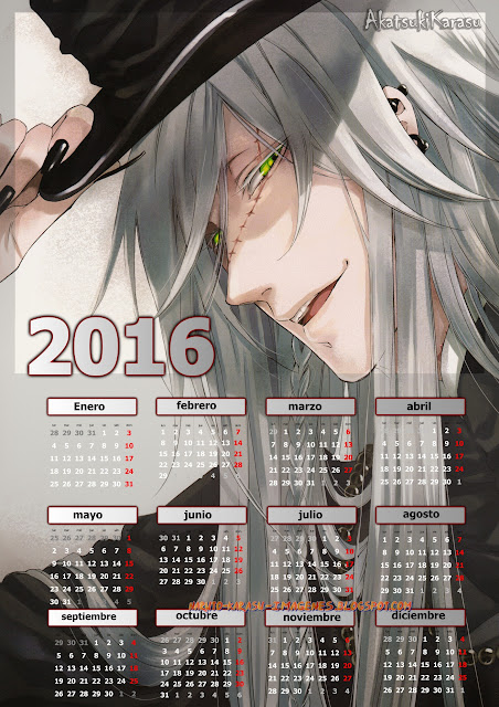 calendario 2016 kuroshitsuji