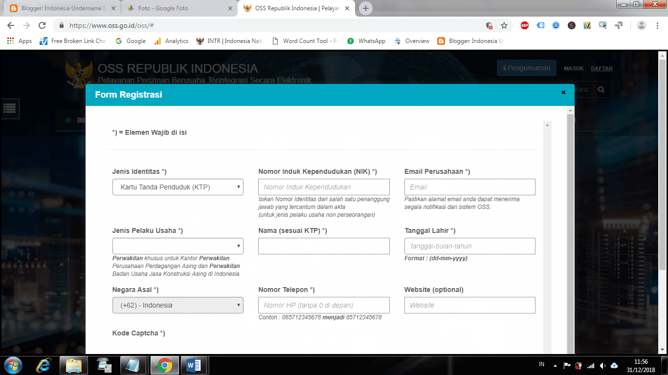 Update Data Nik Melalui Portal Oss Online Jadi Nomor Induk Berusaha Nib Indonesia Undername Import Export Blog