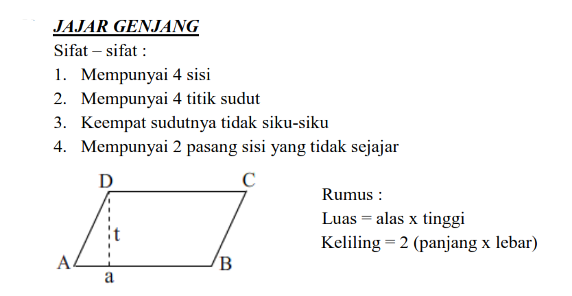 RUMUS LUAS DAN KELILING JAJARGENJANG MATEMATIKA RUMUS LUAS DAN KELILING JAJARGENJANG MATEMATIKA
