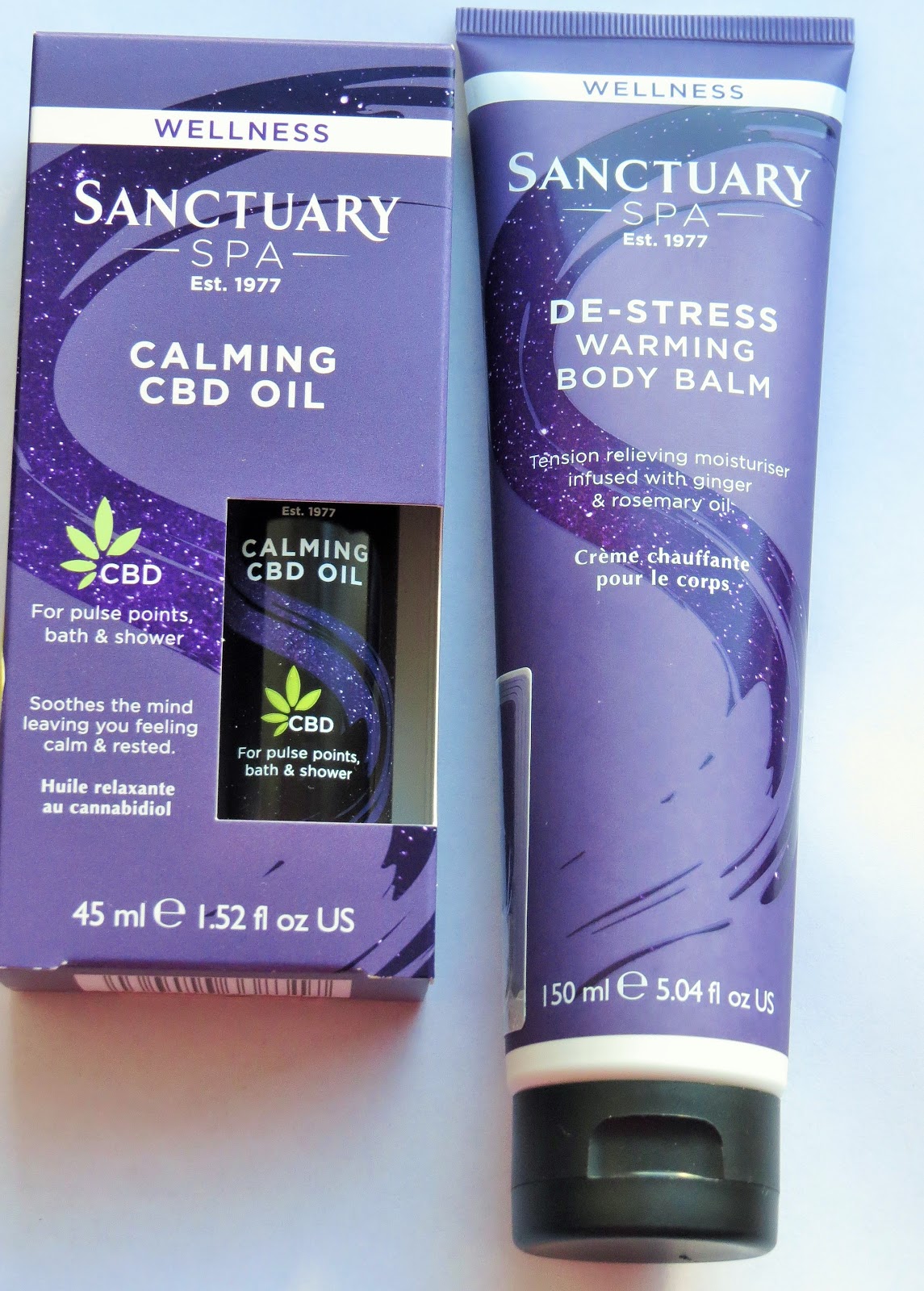 Sanctuary Spa Wellness DeStress Warming Body Balm+Calming CBD Oil