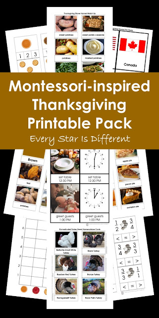 Montessori-inspired Thanksgiving Printable Pack