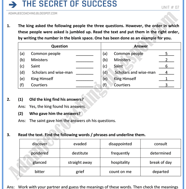 Adamjee Coaching Life Skills Exercises English 9th Adamjee Coaching Life Skills Exercises English 9th