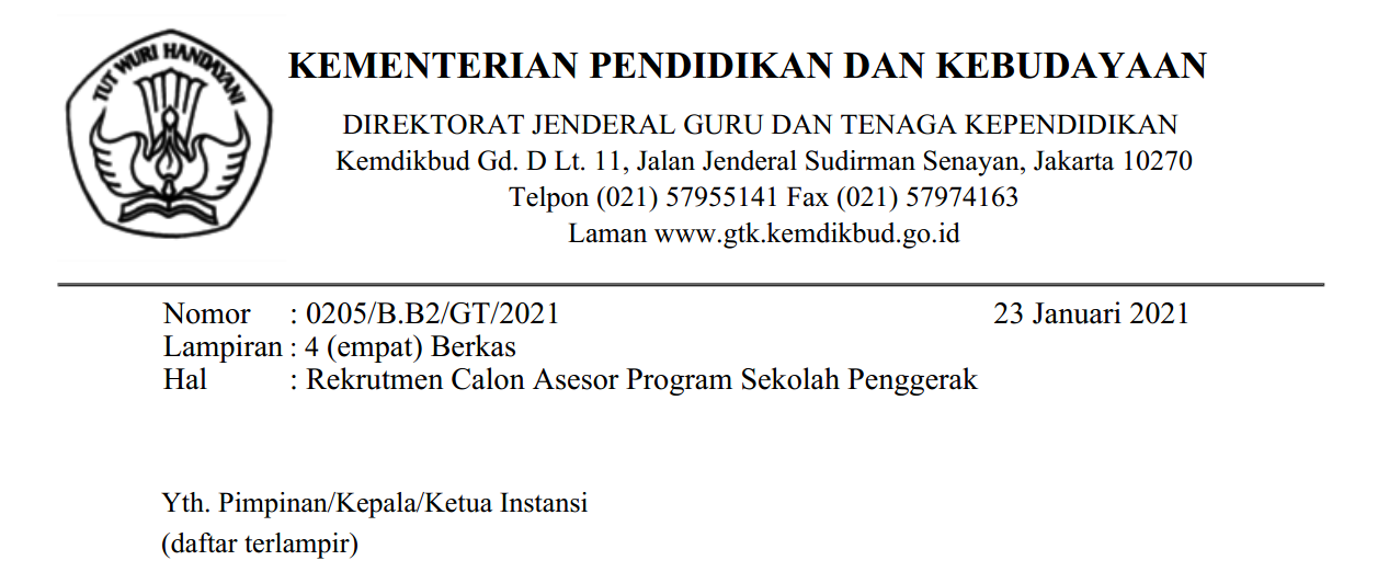 Rekrutmen Calon Asesor Program Sekolah Penggerak Tahun 2021 Pendidikan Kewarganegaraan Pendidikan Kewarganegaraan