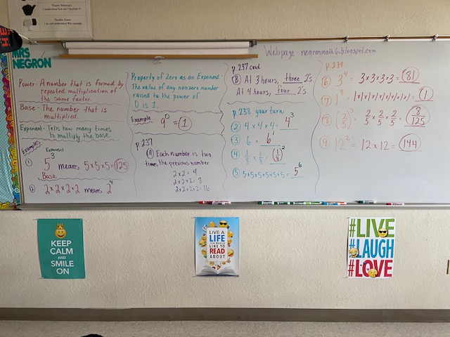 Mrs. Negron 6th Grade Math Class: Lesson 9.1 Exponents