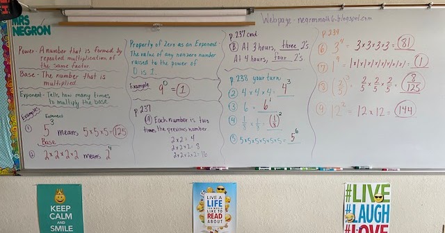 Mrs. Negron 6th Grade Math Class: Lesson 9.1 Exponents