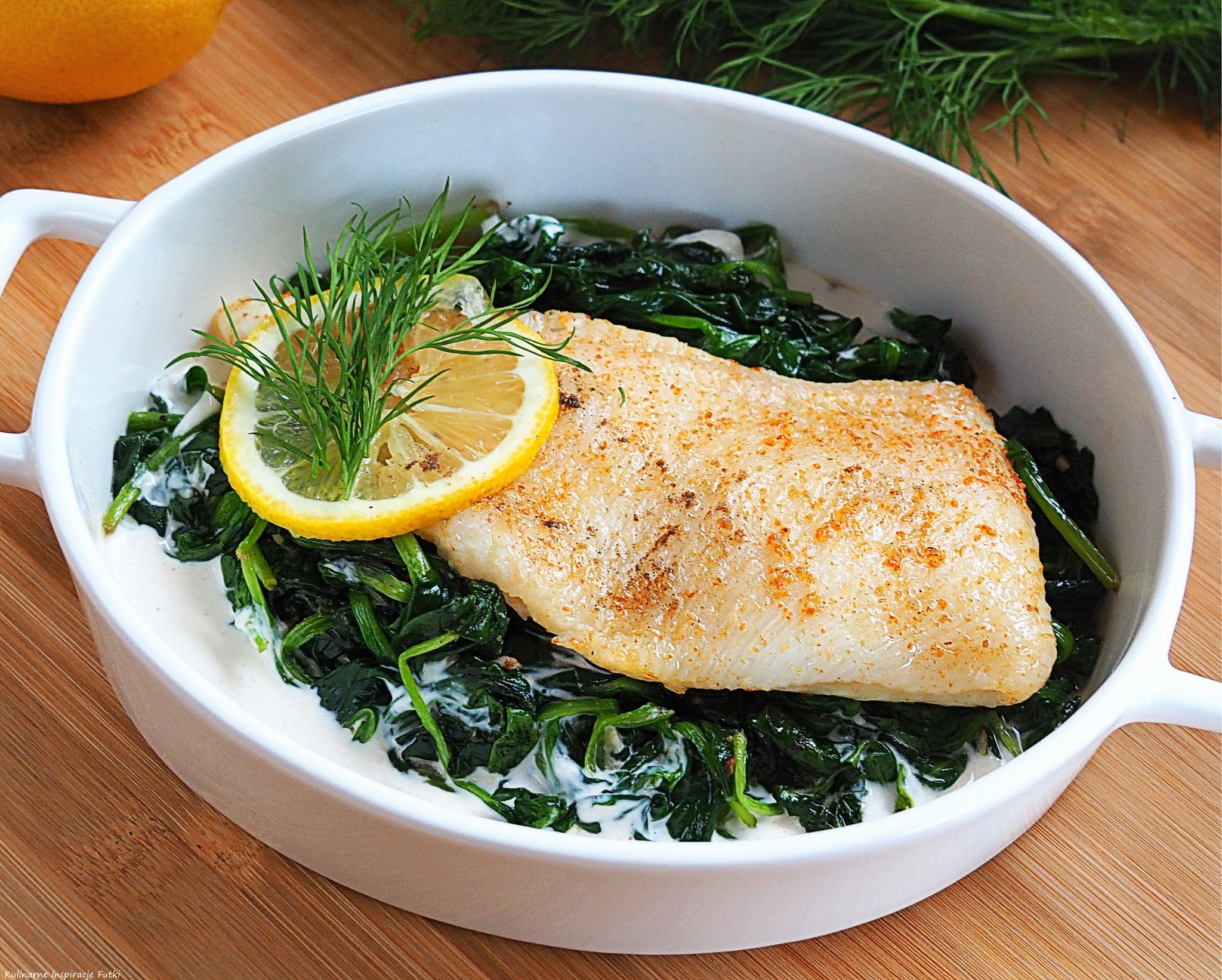 Kulinarne Inspiracje Futki Halibut ze szpinakiem i sosem mascarpone