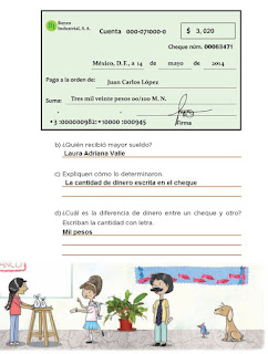 Respuestas Apoyo Primaria Desafíos Matemáticos 4to. Grado Bloque III Lección 45 Los cheques del jefe