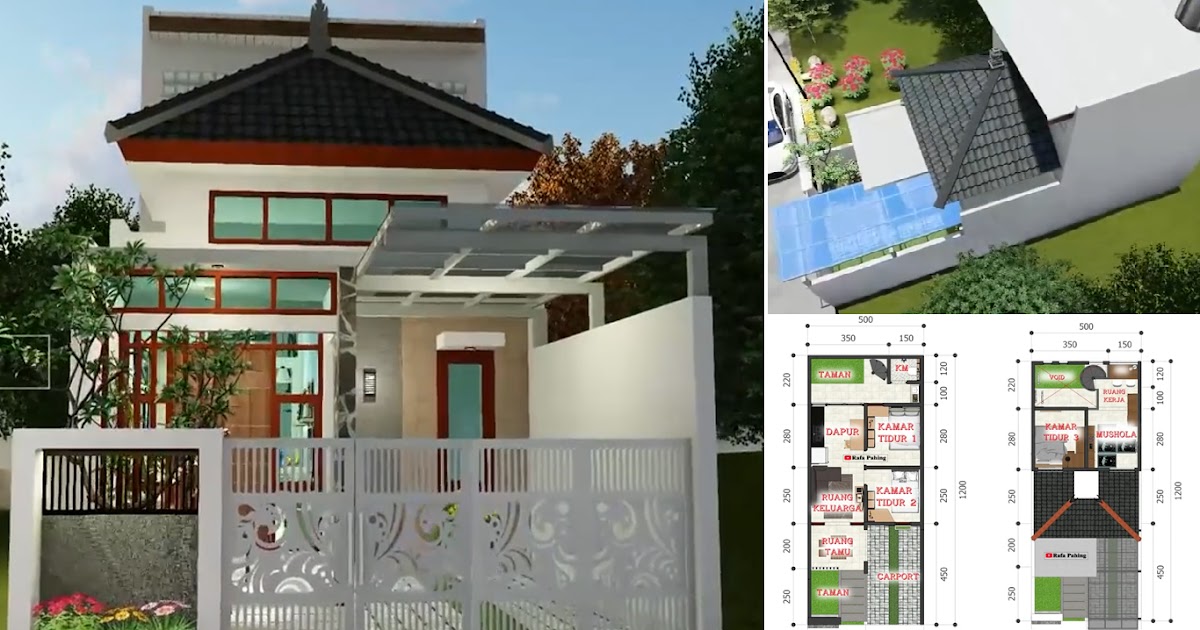 Desain dan Denah Rumah Ukuran 5 x 12 M 2 Lantai 3 Kamar ...