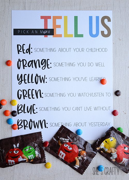 Free Printable m and m get to know you activity
