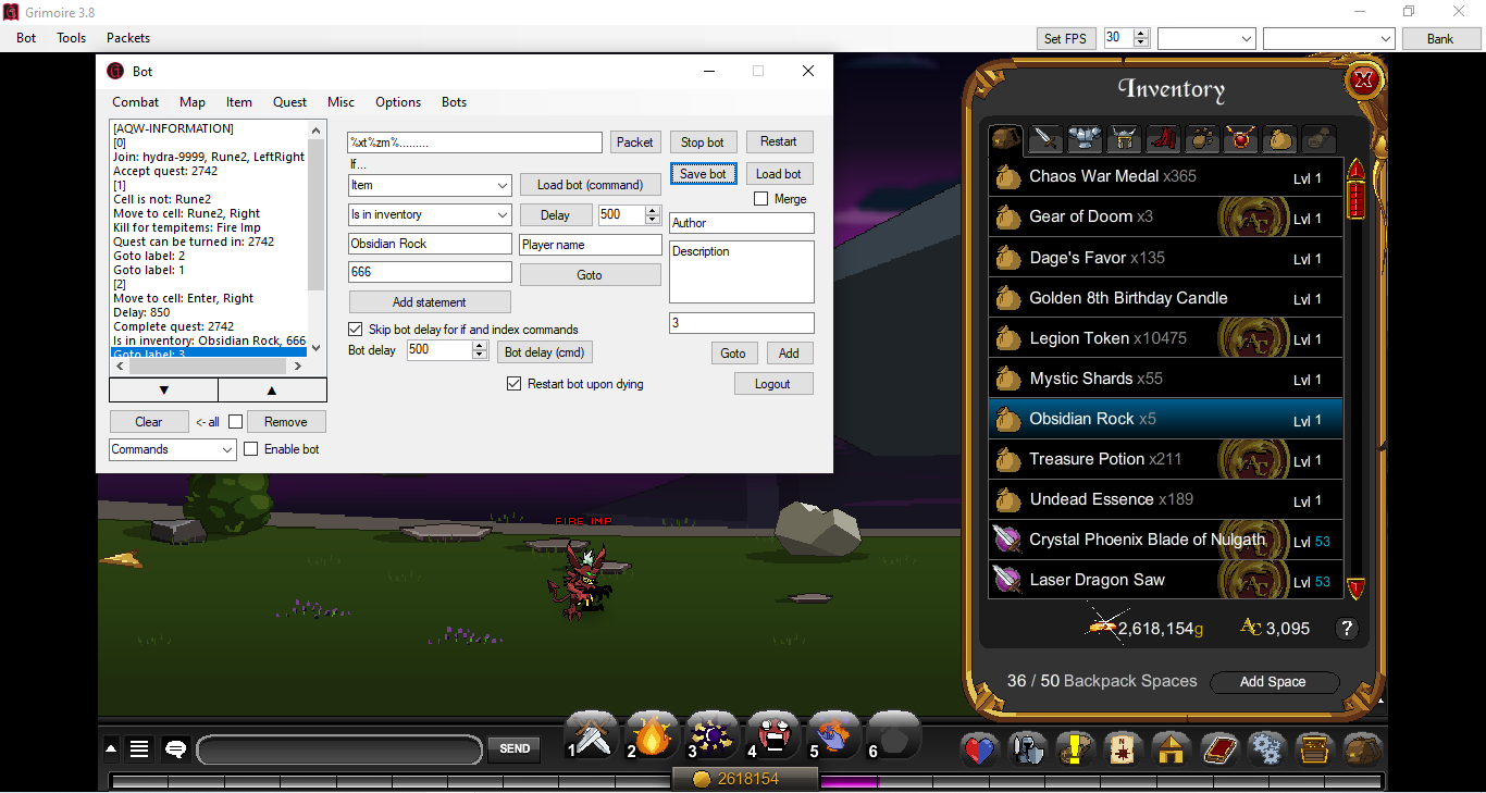 AQW Obsidian Rock Bot AQW Information