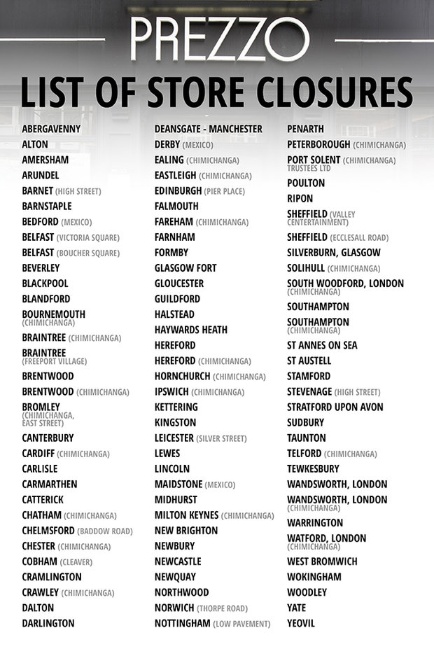 A Better Mill Hill The full list of Prezzo restaurants closing