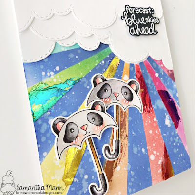 Blue Skies Ahead Card by Samantha Mann for Newton's Nook Designs, Card Making, Cards, Handmade Cards, Distress Inks, Ink Blending, Deco Foil, Newton's Nook Designs, #newtonsnook #newtonsnookdesigns #distressinks #inkblending #decofoil #foil #handmadecards