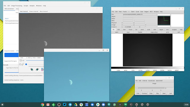 Siril (left) and DS9 (right) for Linux running in Crostini on a Chromebox