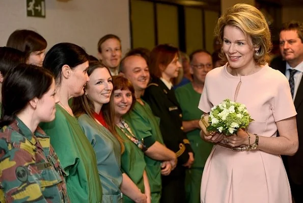 Queen Mathilde of Belgium visited the Queen Astrid Military Hospital in Neder-over-Heembeek, northern Brussels