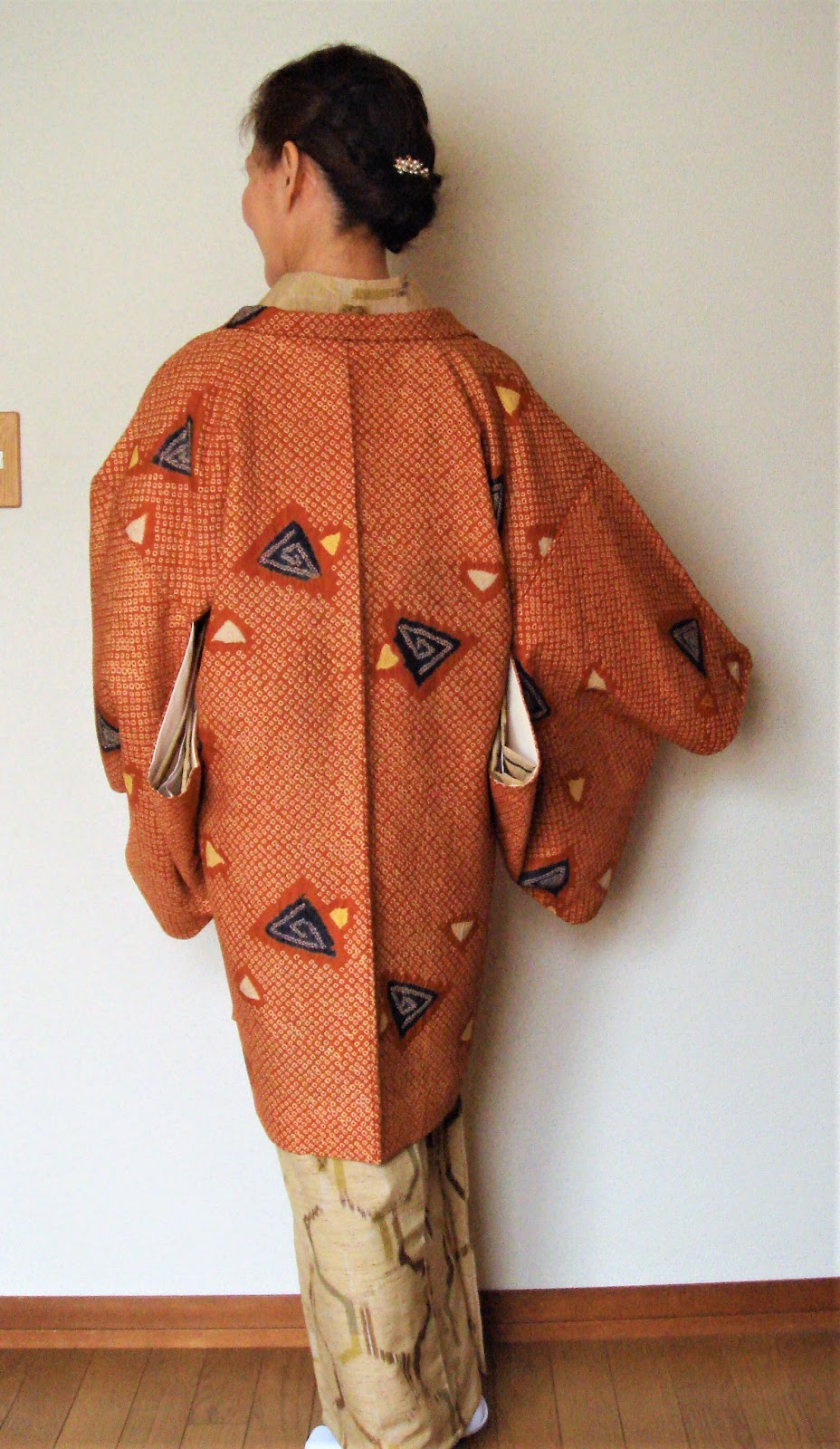 一番の 美品 婦人服 着物用 セーター 手編み オーダーメイド 和装 茶