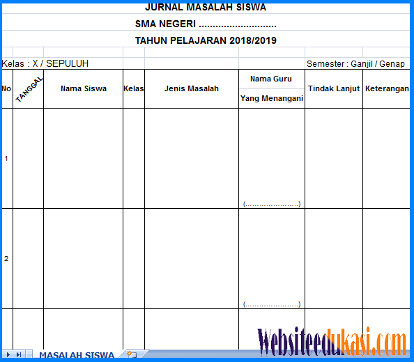 View Contoh Jurnal Bimbingan Konseling PNG