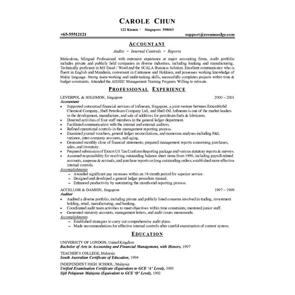 Resume big 4 sample