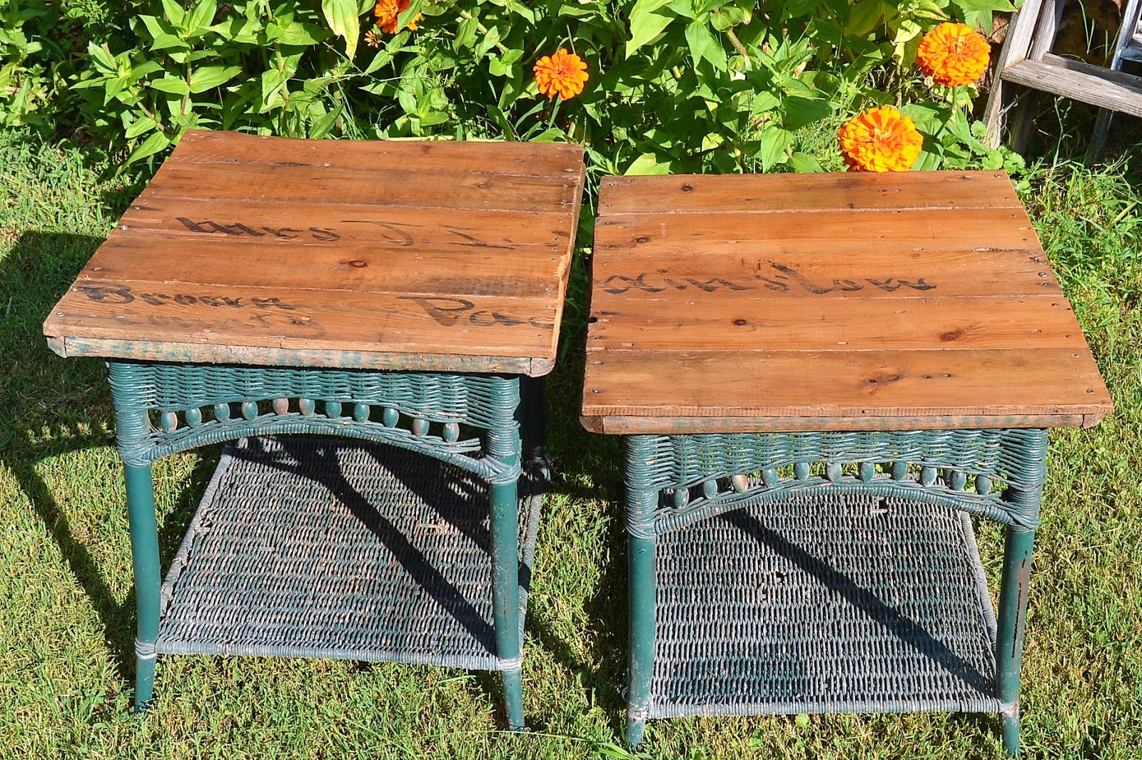 Saturdays Vintage Finds A Pair Of Upcycled Wicker Side Tables
