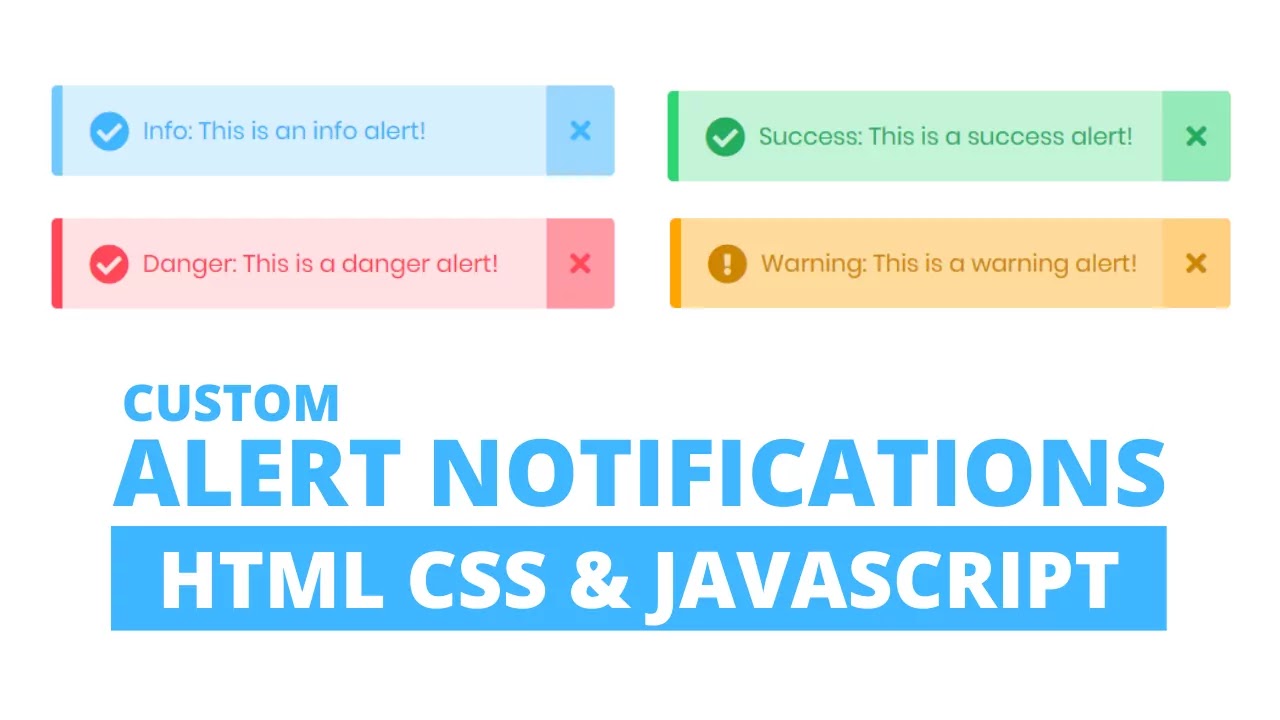 Custom Warning Alert Notification using HTML CSS & JavaScript