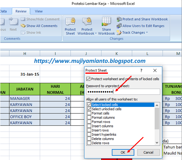 Latihan Soal Excel Memproteksi Lembar Kerja Worksheet