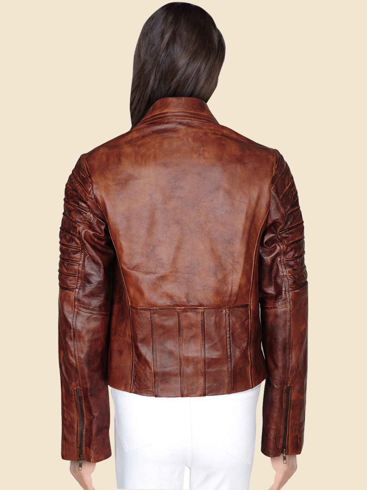 Brown Real Leather Winter Jacket in Women’s