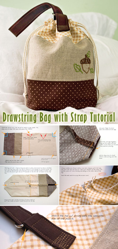 Drawstring Bag with Strap Tutorial ~ DIY Tutorial Ideas!