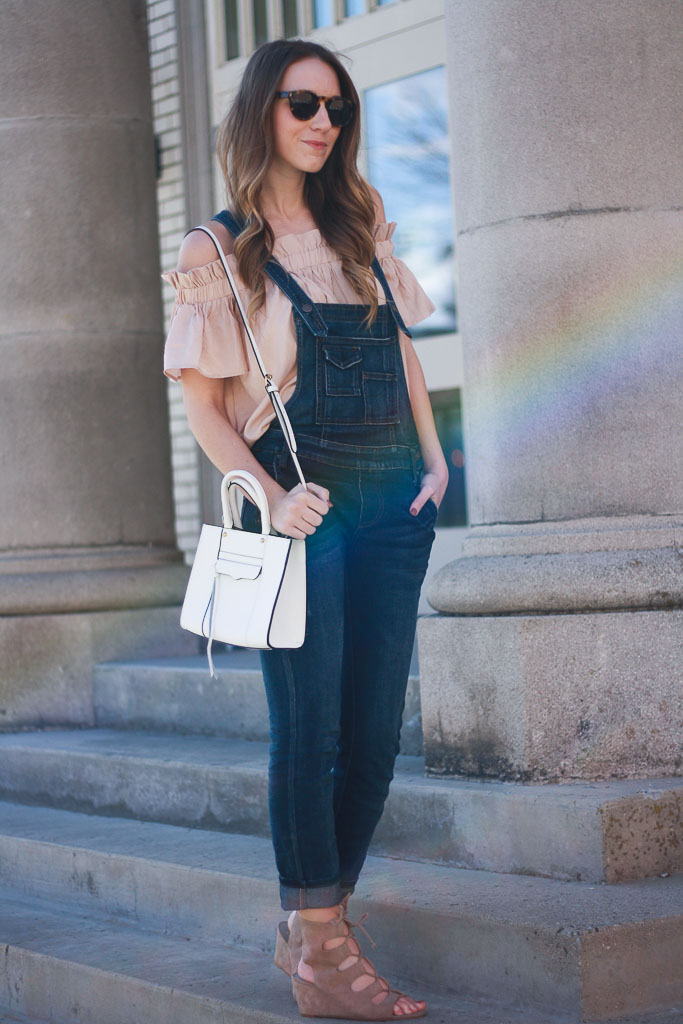 How to Wear Overalls Overalls and an Off the Shoulder Top Twenties