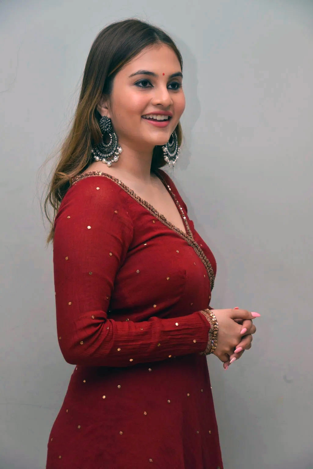 Ramya Pasupuleti Hot Pics in red Maxi Dress
