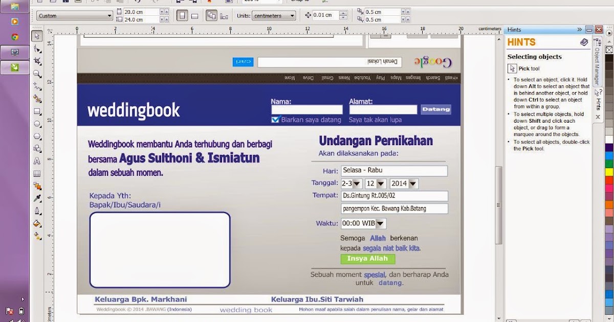 Cara membuat kartu undangan di corel draw