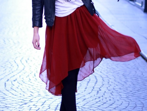 Burgundy sheer skirt