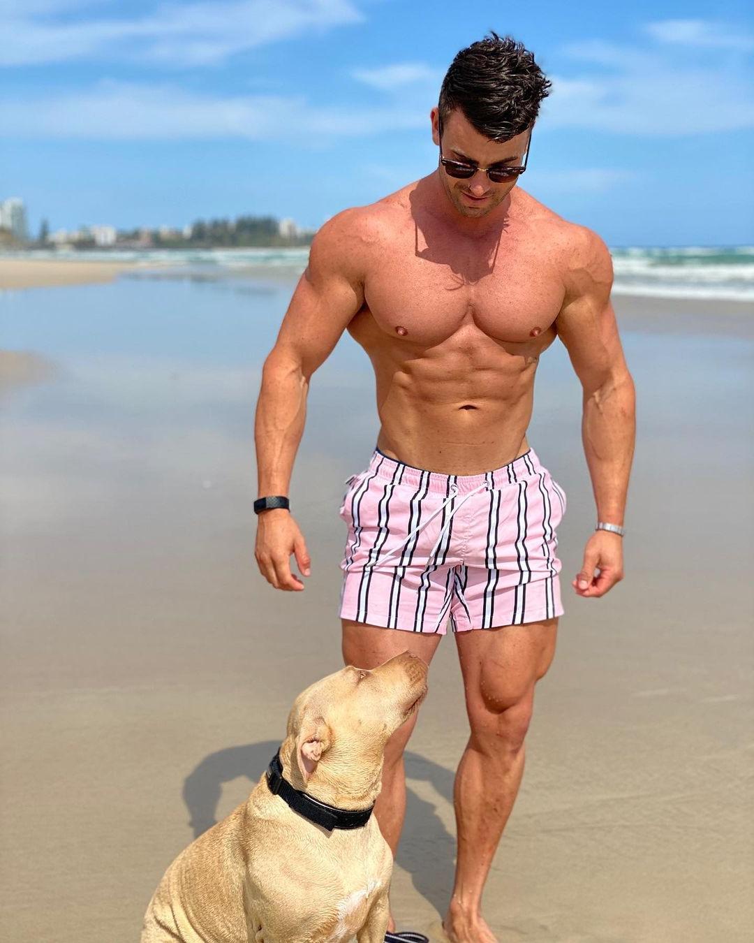 hot-guys-with-dogs-josh-phillips-shirtless-fit-hunk-beach-body