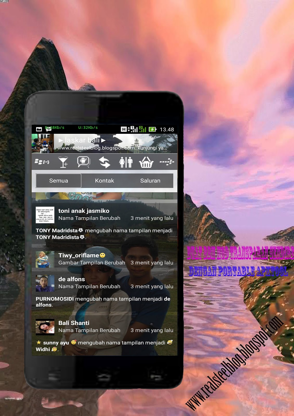 realsteel blog: Cara membuat BBM Mod transparan Menggunakan Portable