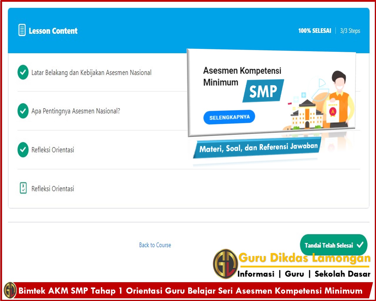 Bimtek Akm Smp Tahap 1 Orientasi Guru Belajar Seri Asesmen Kompetensi Minimum Simak Materi Soal Dan Referensi Jawaban