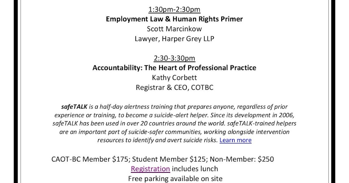 CAOTBC Save the Date CAOTBC Networking & Education Day in Vancouver