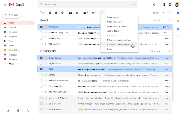 Send emails as attachments in Gmail