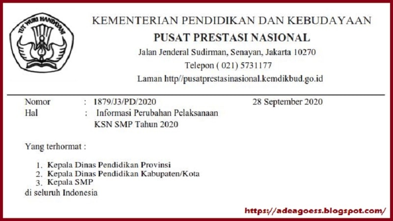 Pelaksanaan Seleksi Ksn Smp Tingkat Kabupaten Kota Tahun 2020 Resmi Di Undur Sobang 2