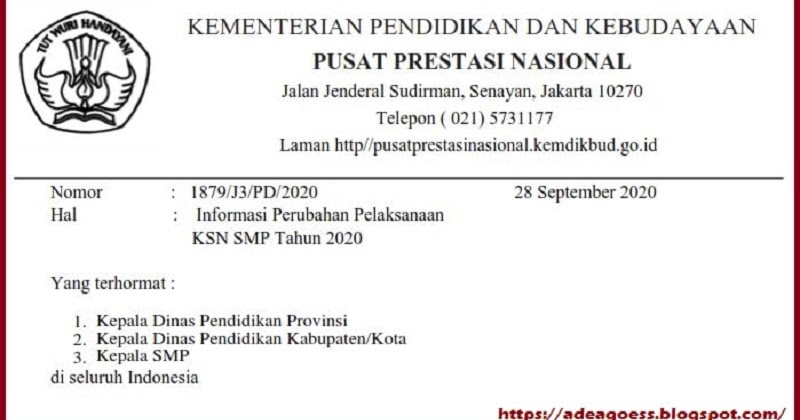 Pelaksanaan Seleksi Ksn Smp Tingkat Kabupaten Kota Tahun 2020 Resmi Di Undur Sobang 2