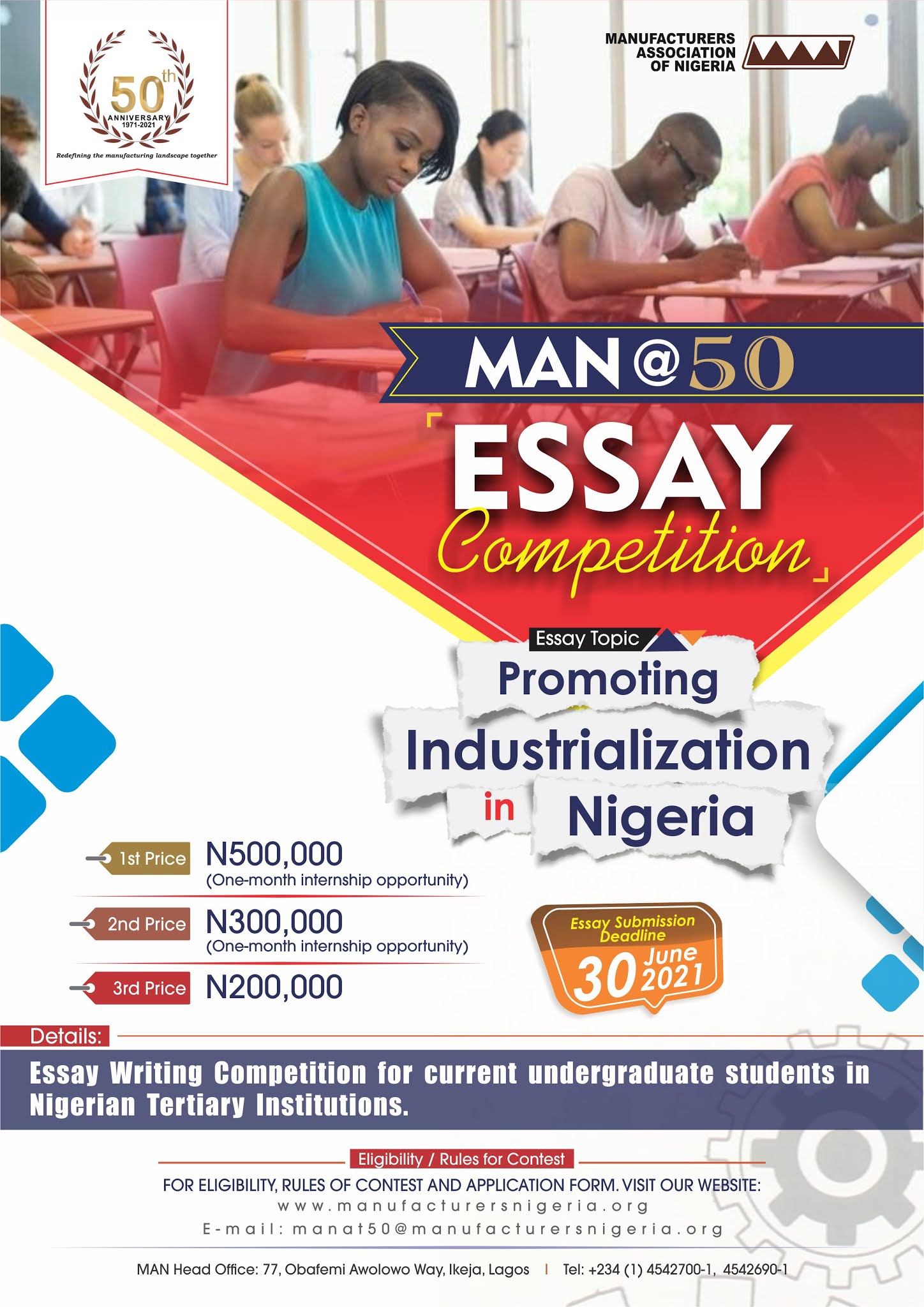 MAN@50 Essay Writing Competition 2021 | N1Million Cash Prize