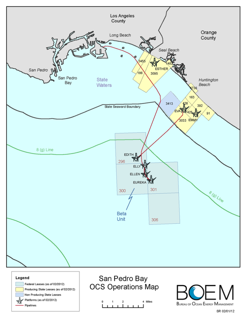 Huntington Beach Elly Platform Pipeline Oil Spill & Cargo Ship Maps