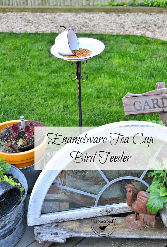 How to make a bird feeder with enamelware