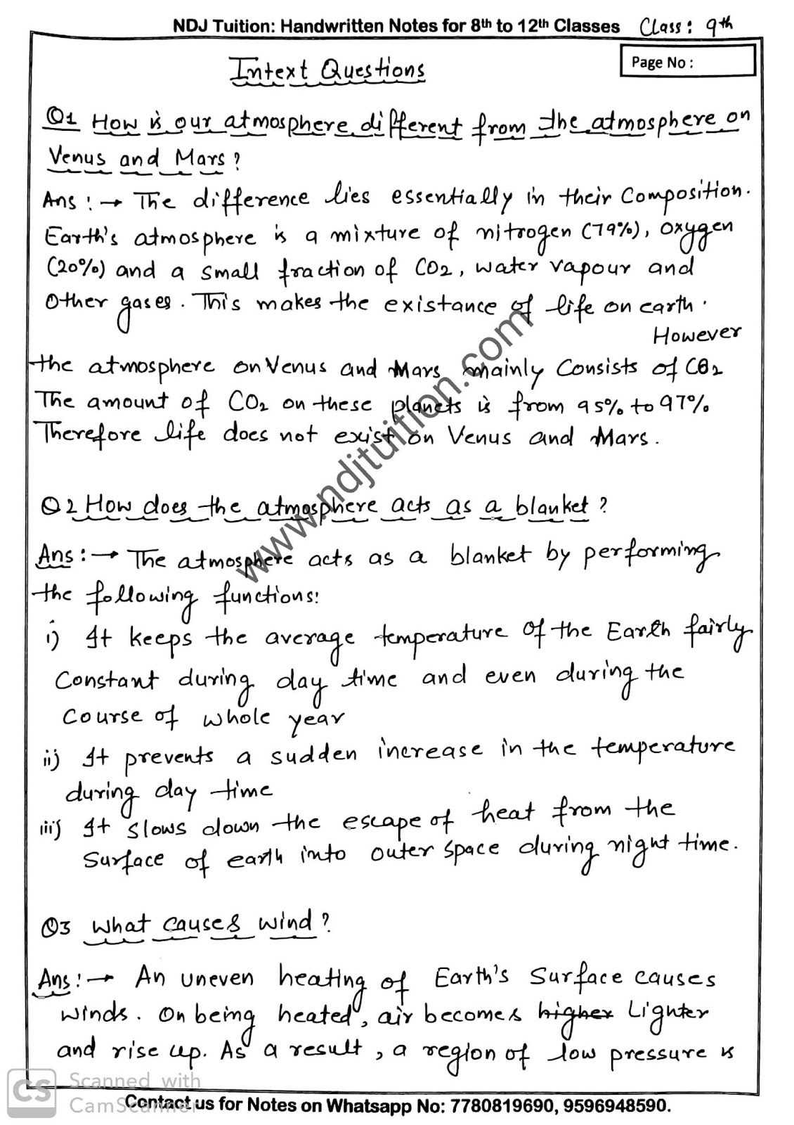Natural Resources Handwritten Notes For Class 9th