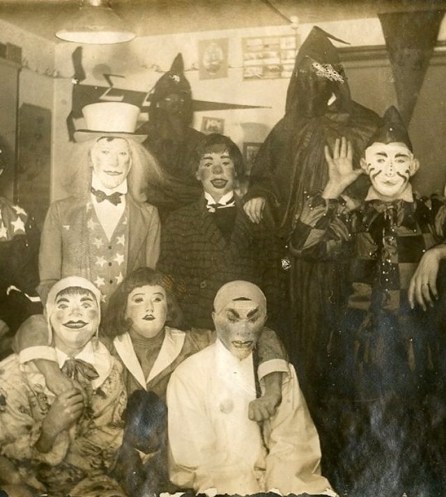 Scary Freak Man In Halloween Costume Old Photo 