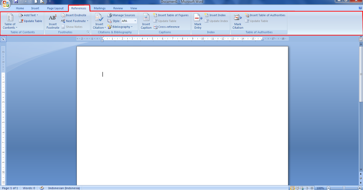 Mengenal Fungsi Tab References Microsoft Word 2007 Mengenal Fungsi Tab References Microsoft Word 2007