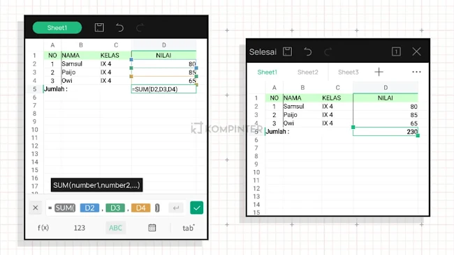 Rumus SUM Semua di WPS Office