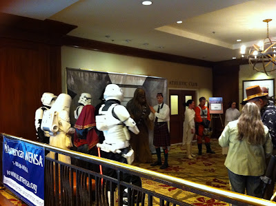 People in Star Wars costumes
